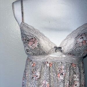 Victoria's Secret Pink and White Chemise with Floral Accents